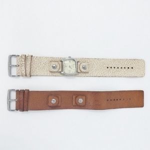 Fossil analog watch with leather watch bands